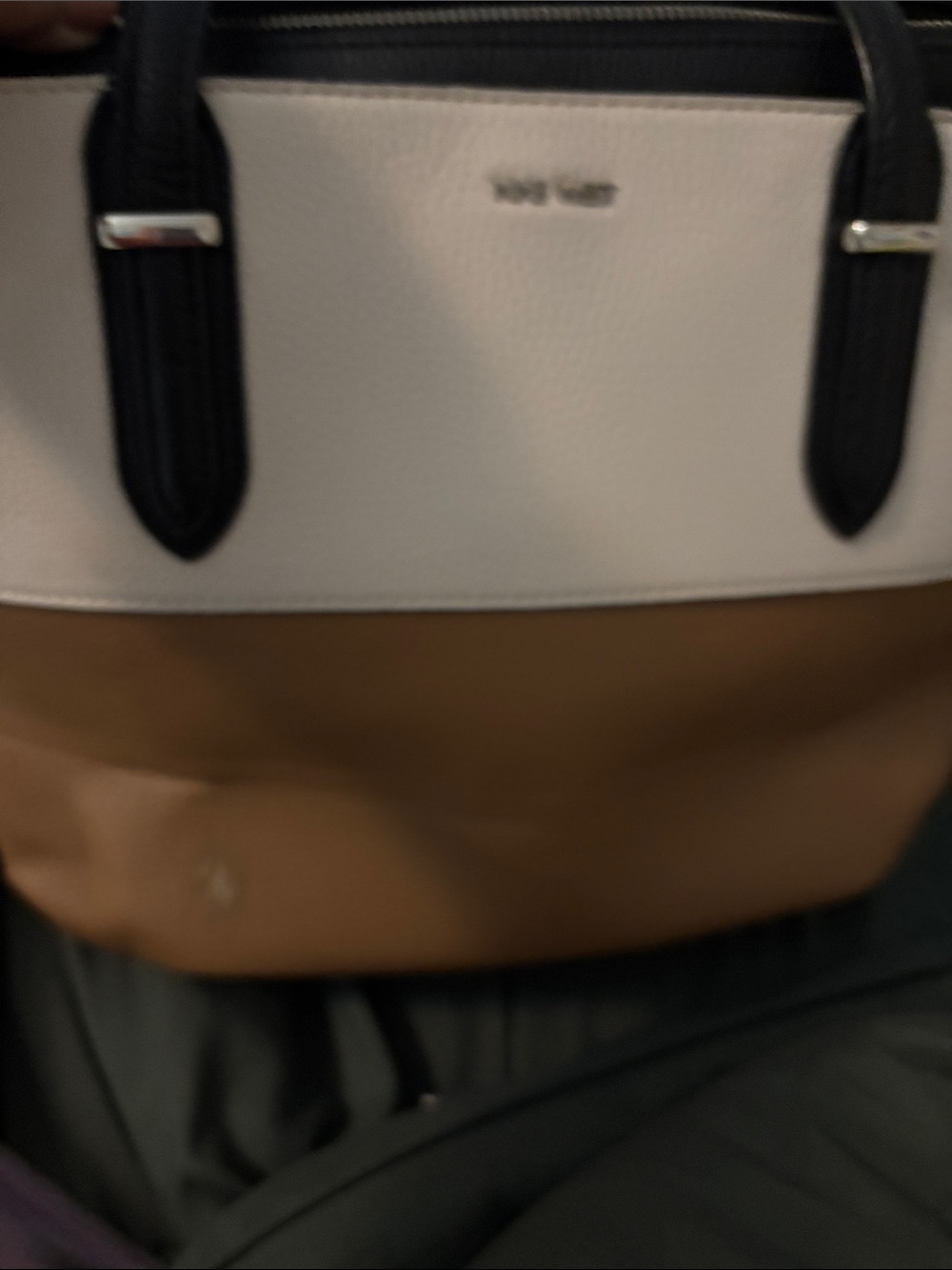 Nine West White, Black & Tan Colorblock Tote